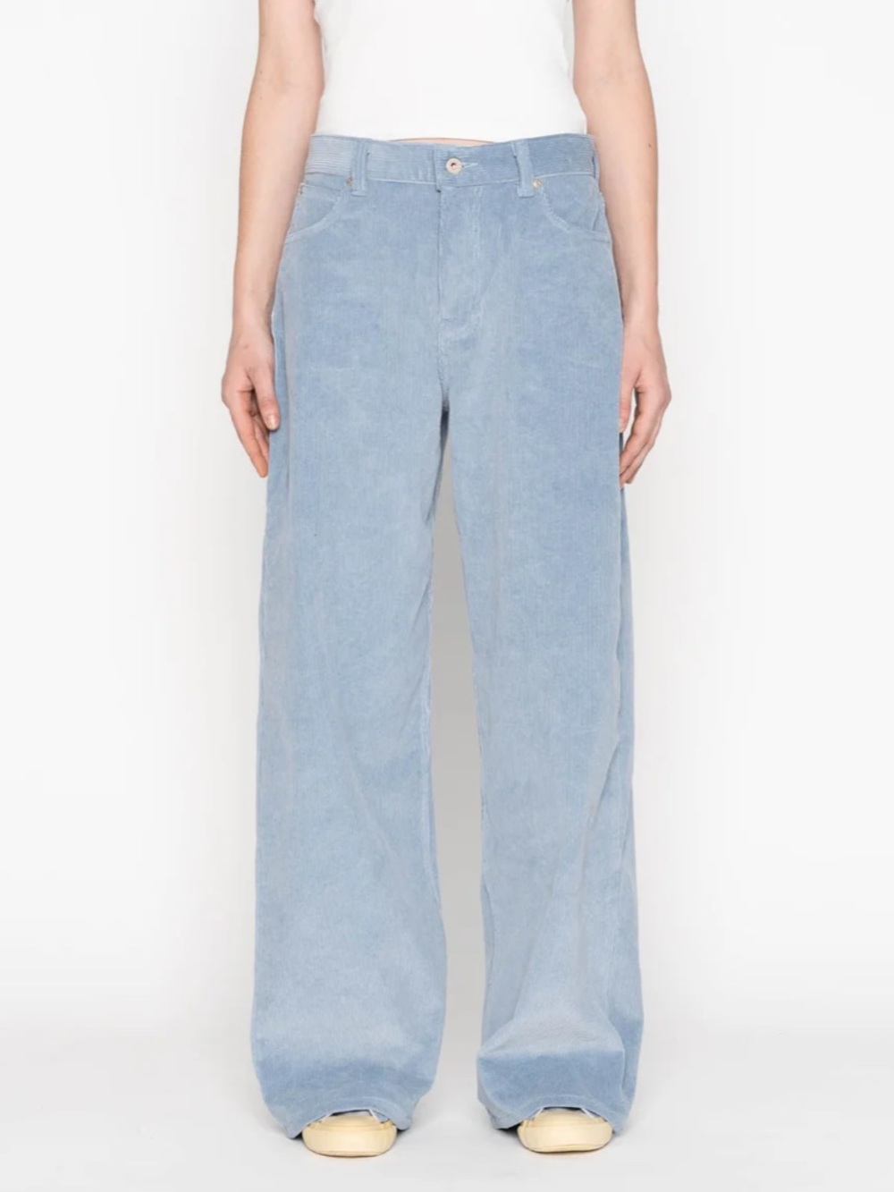 Naked & Famous Denim Organic Faded Courduroy Wide Legged Pants - Pale Indigo